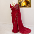 Red Embellished Saree