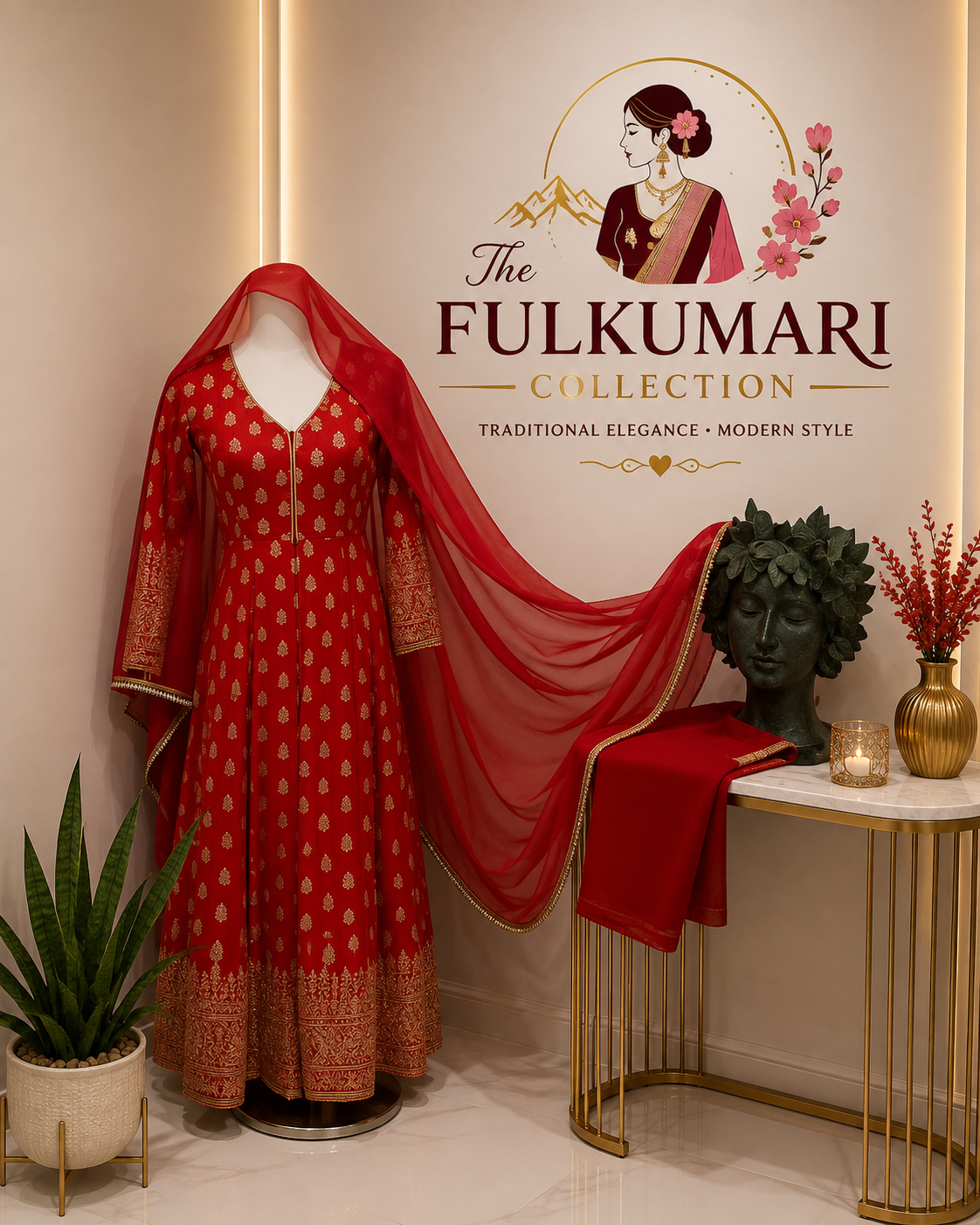 Red banarasi umbrella