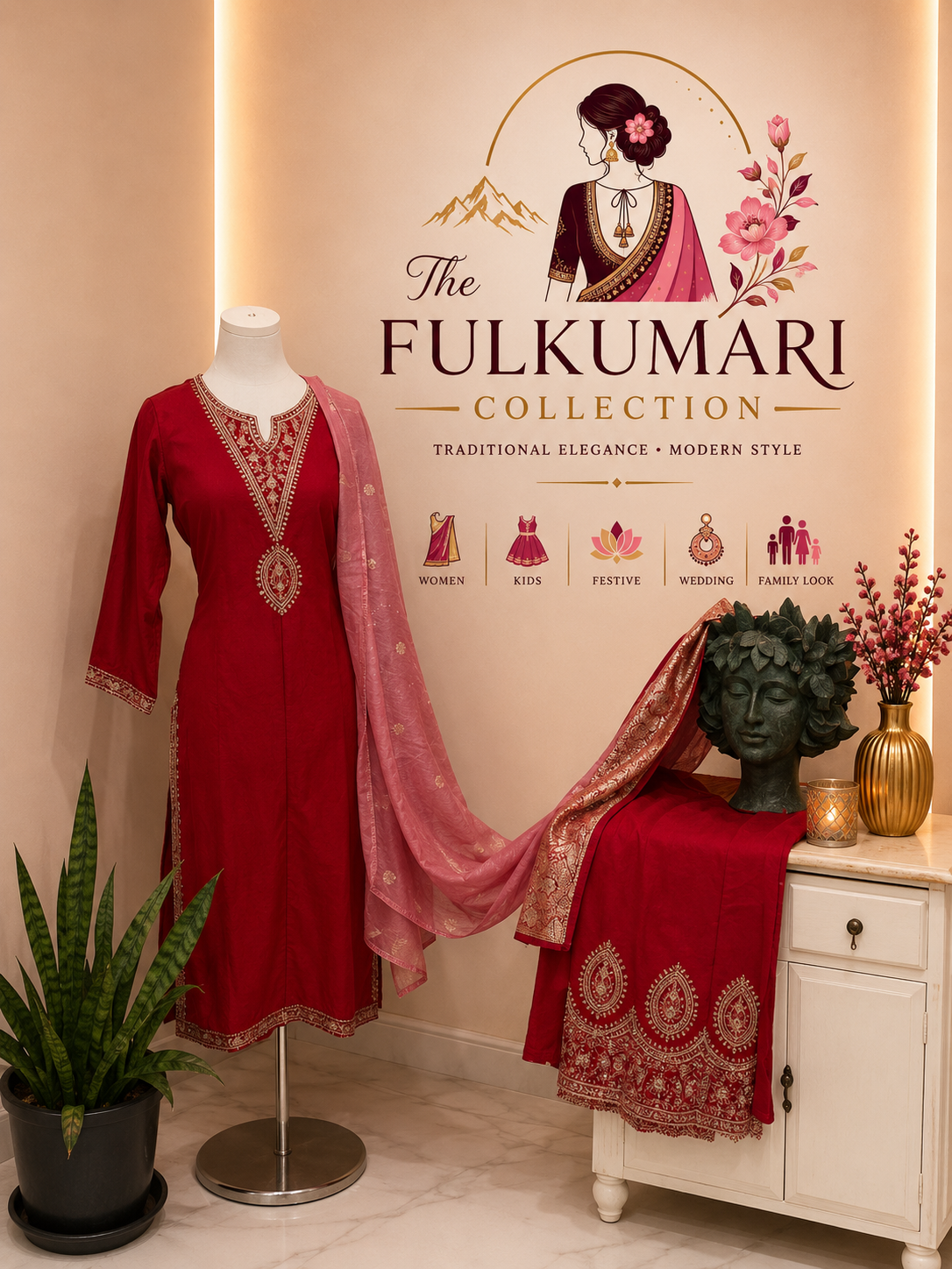 Red kurtha set