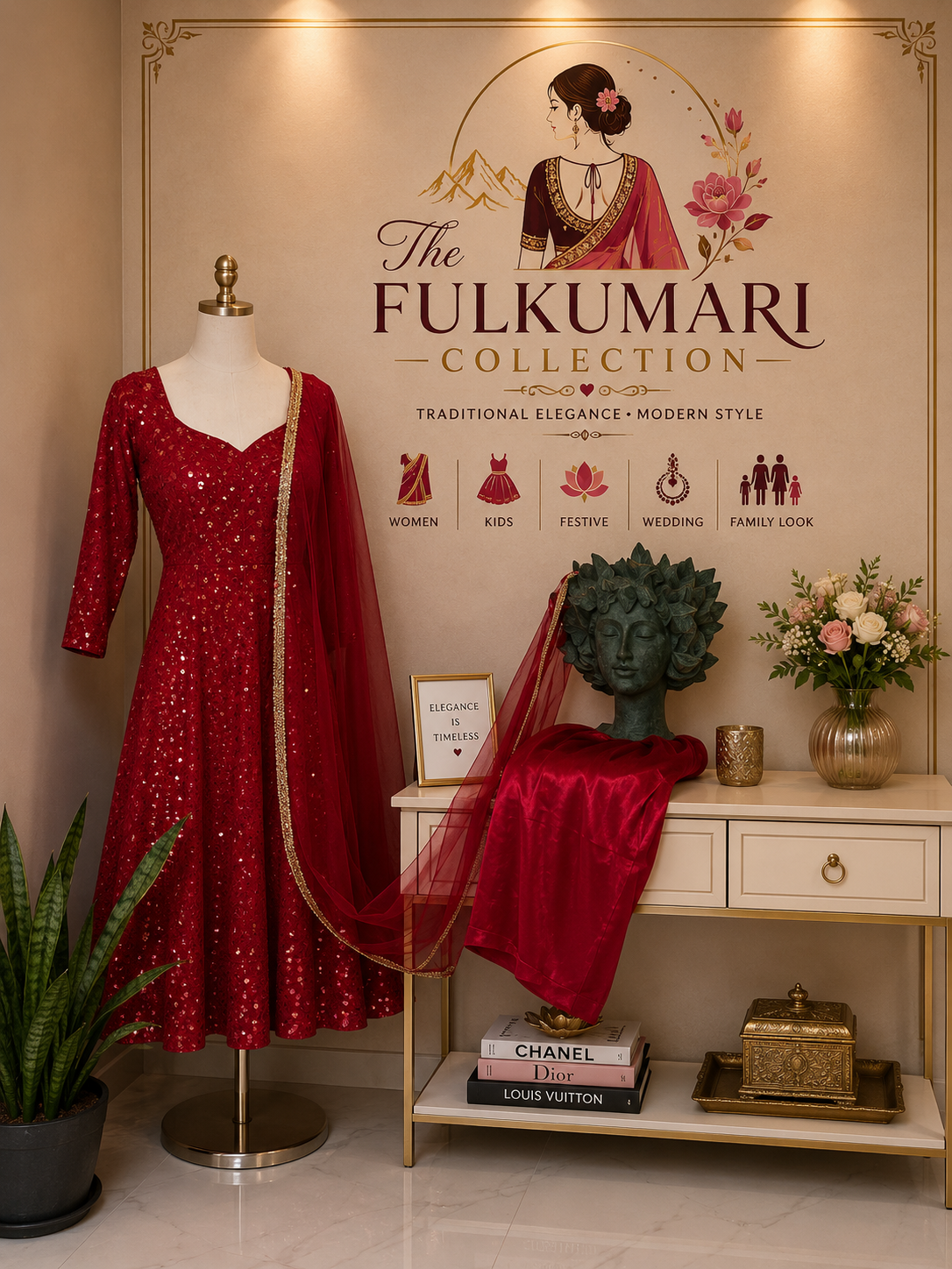 Red umbrella Kurtha set
