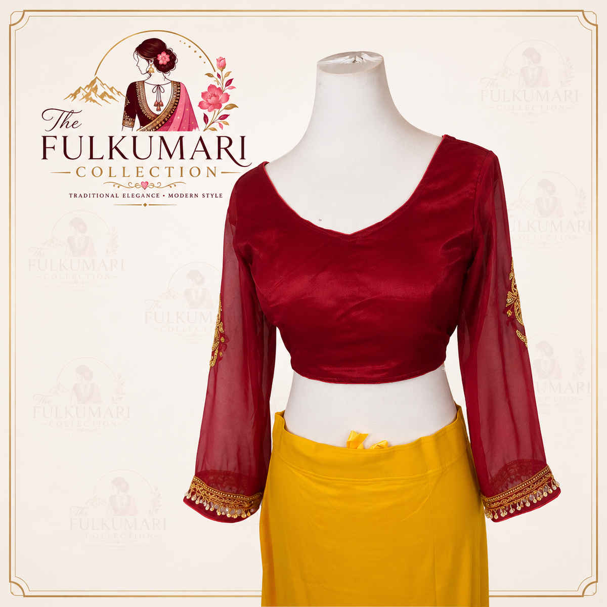 Red Ganesh Embroidered Blouse