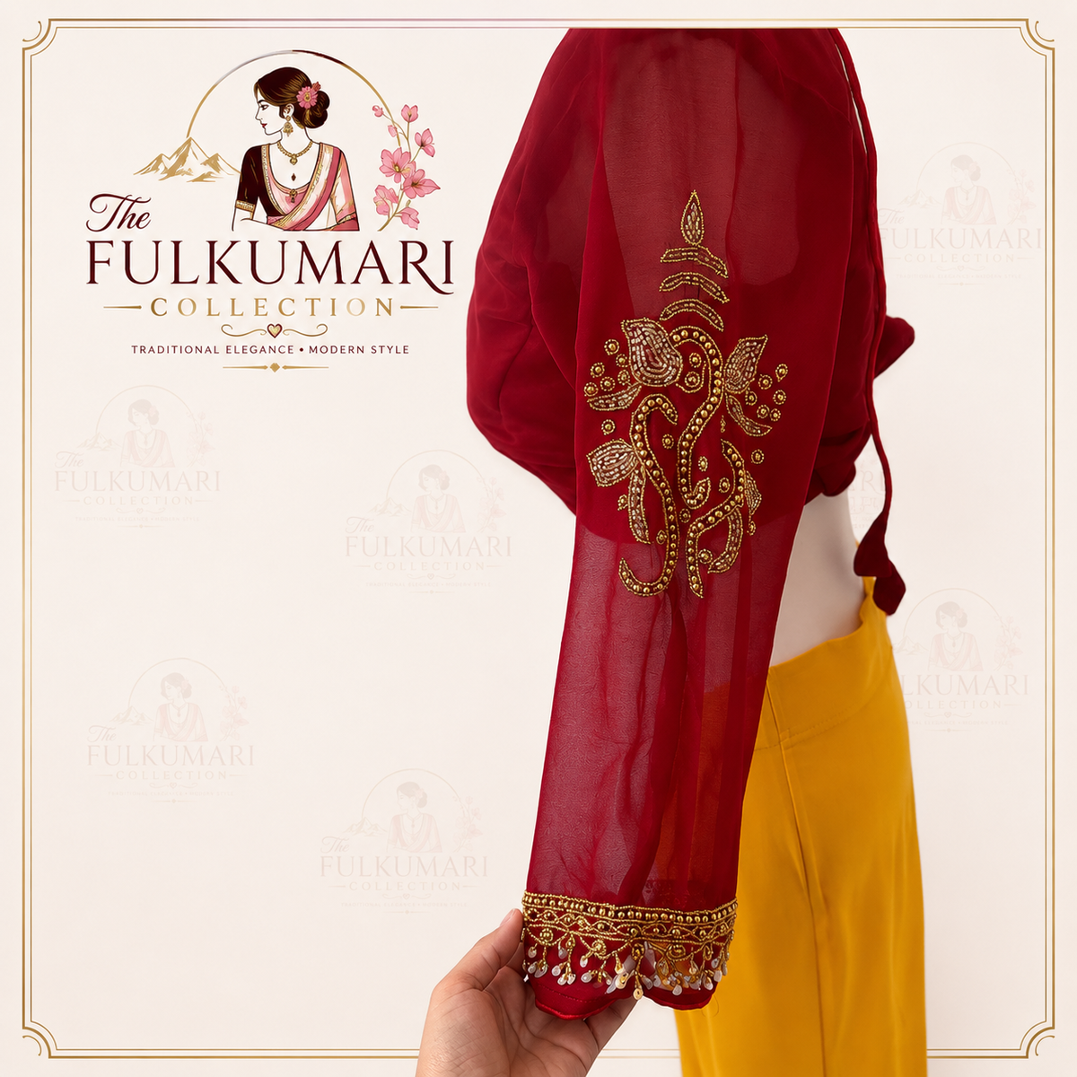 Red Ganesh Embroidered Blouse